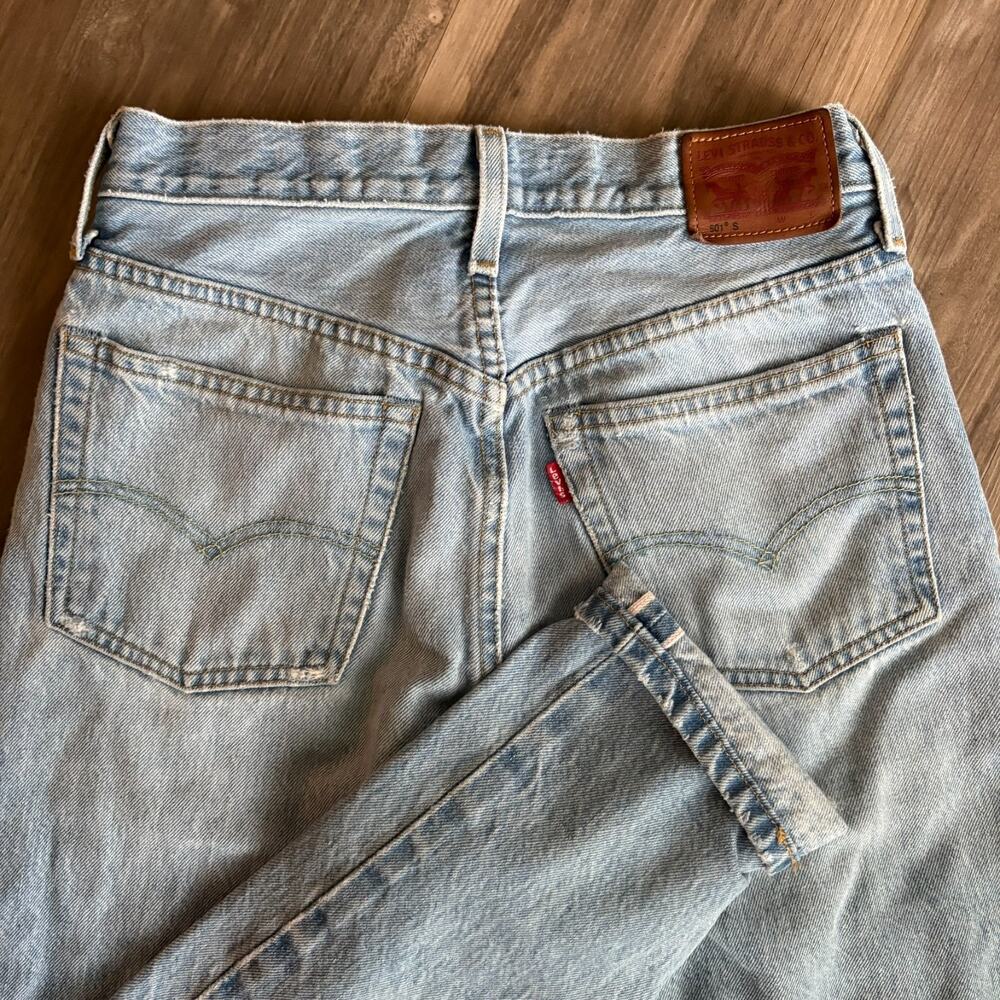 Levi's Premium Selvedge 501 Jeans Women's Size 25x28 Straight Light Wash Blue
